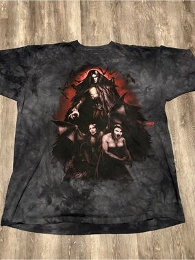 skulbone vintage men's 3XL gray black gothic fantasy tie dye graphic t-shirt